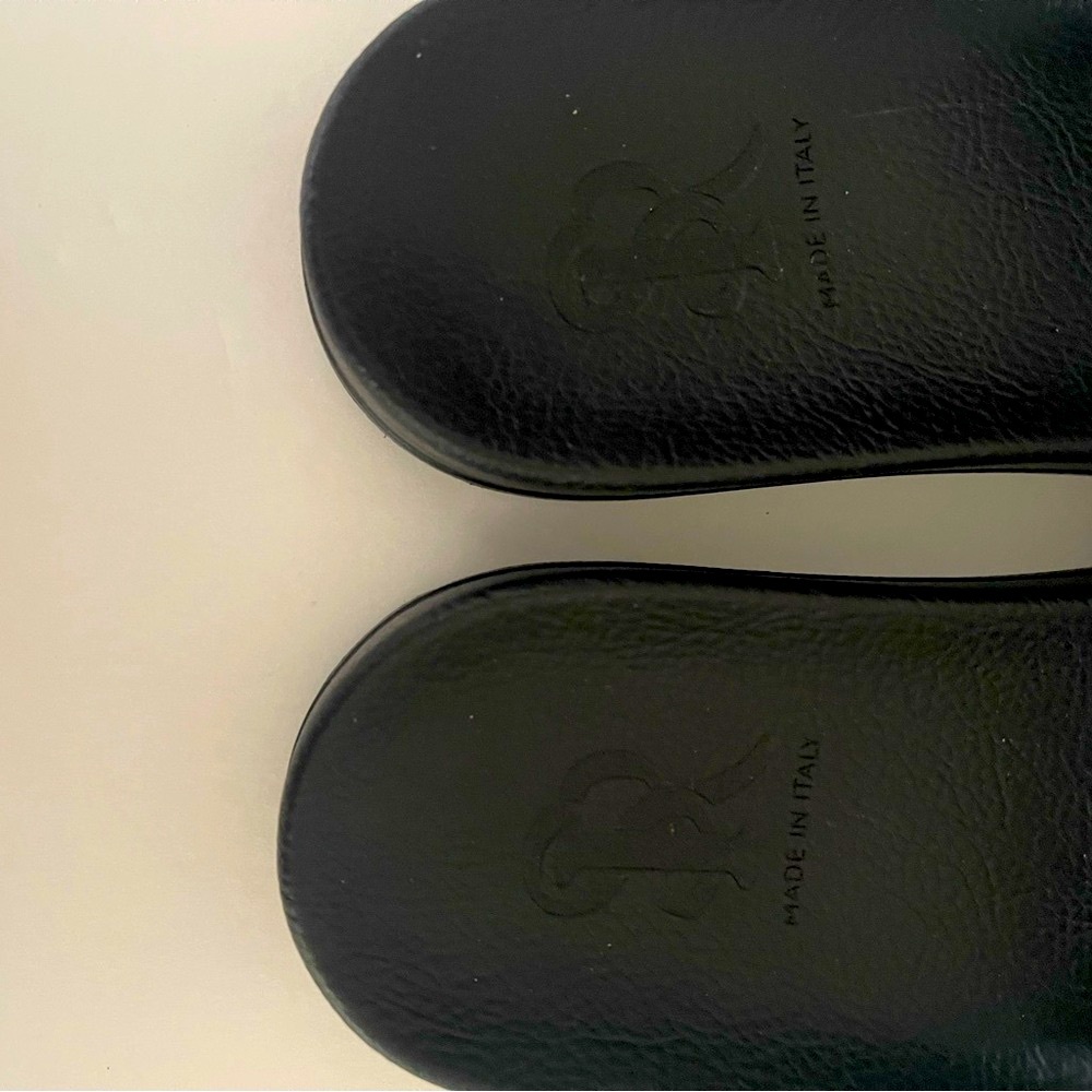 Stefano Ricci Black and Gold Patterned Slide Sandals - Picture 6 of 6